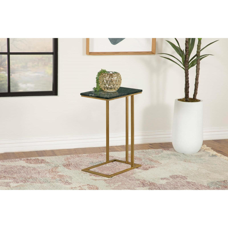  Coaster Furniture Vicente 936035 Marble Top C-Shaped Sofa Side Table - Green IMAGE 2