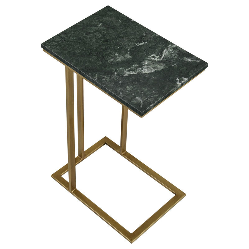 Coaster Furniture Vicente 936035 Marble Top C-Shaped Sofa Side Table - Green IMAGE 3