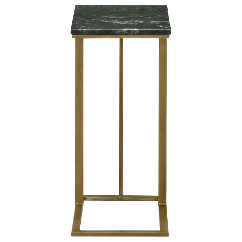  Coaster Furniture Vicente 936035 Marble Top C-Shaped Sofa Side Table - Green IMAGE 4