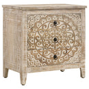  Coaster Furniture Mariska 950390 3-Drawer Wood Mandala Cabinet - Distressed White IMAGE 1