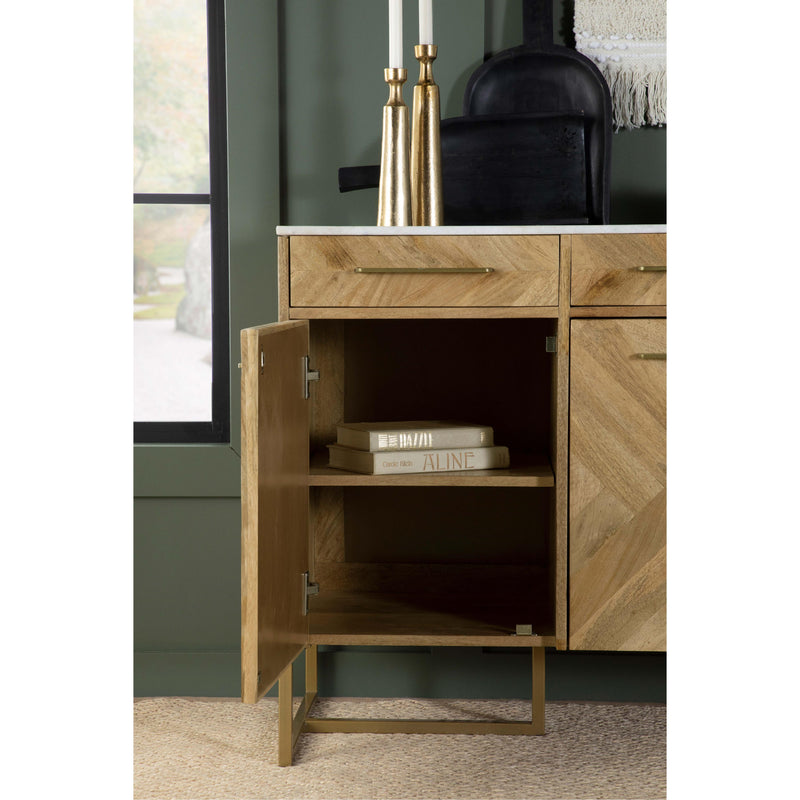  Coaster Furniture Keaton 951138 3-door Marble Top Herringbone Accent Cabinet - Natural IMAGE 11