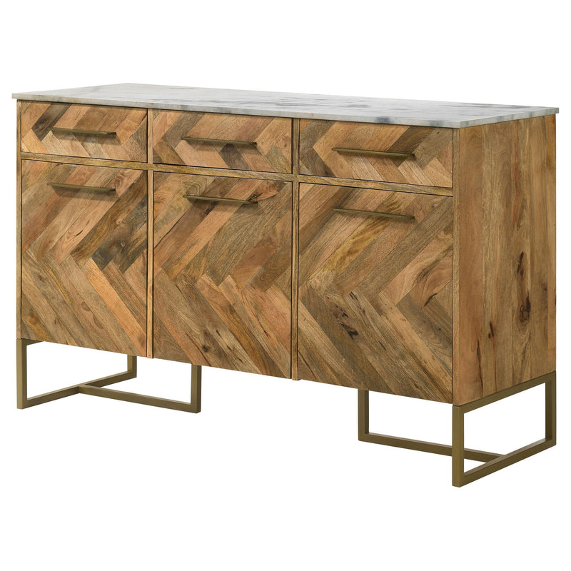  Coaster Furniture Keaton 951138 3-door Marble Top Herringbone Accent Cabinet - Natural IMAGE 5