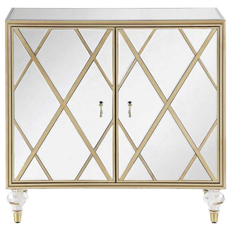 Coaster Furniture Astilbe 951851 2-door Mirrored Accent Cabinet - Silver and Champagne IMAGE 2