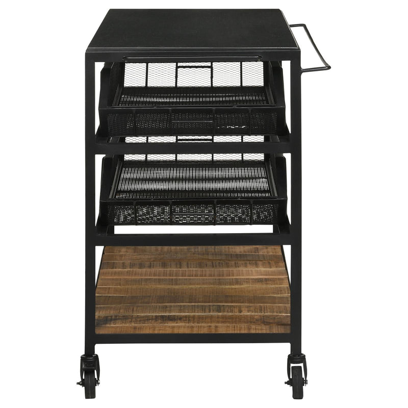  Coaster Furniture Evander 953504 Marble Top Kitchen Cart with Removable Shelves - Black IMAGE 5
