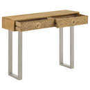  Coaster Furniture Draco 953512 2-Drawer Console Table Hand Carved Details - Natural IMAGE 2