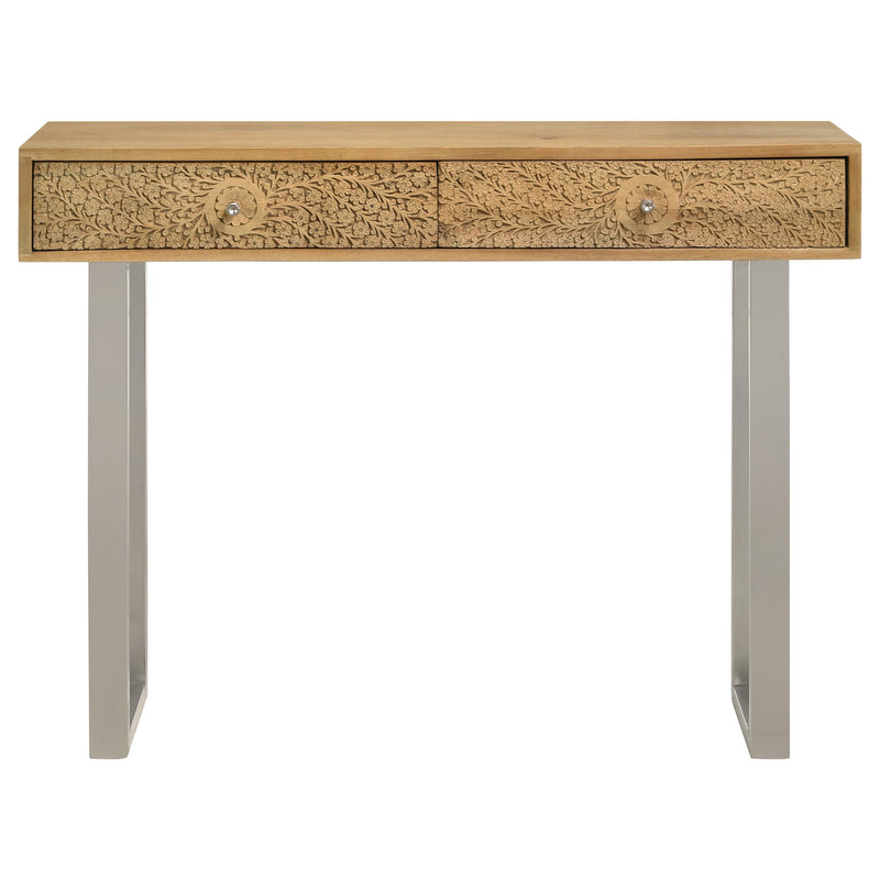  Coaster Furniture Draco 953512 2-Drawer Console Table Hand Carved Details - Natural IMAGE 3