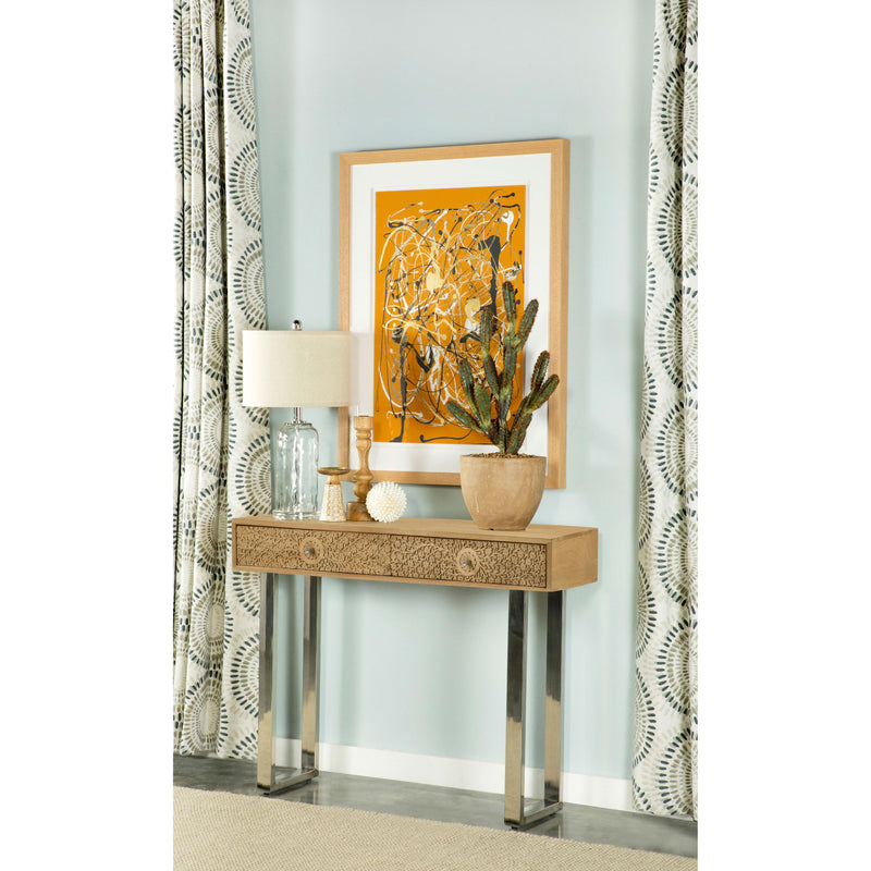  Coaster Furniture Draco 953512 2-Drawer Console Table Hand Carved Details - Natural IMAGE 6