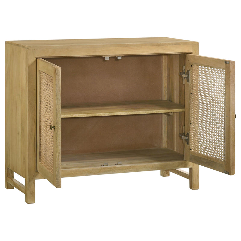 Coaster Furniture Zamora 953555 2-door Wood Accent Cabinet with Woven Cane - Natural IMAGE 2