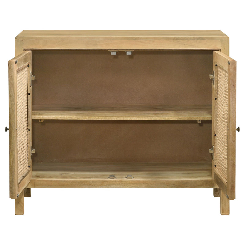  Coaster Furniture Zamora 953555 2-door Wood Accent Cabinet with Woven Cane - Natural IMAGE 4