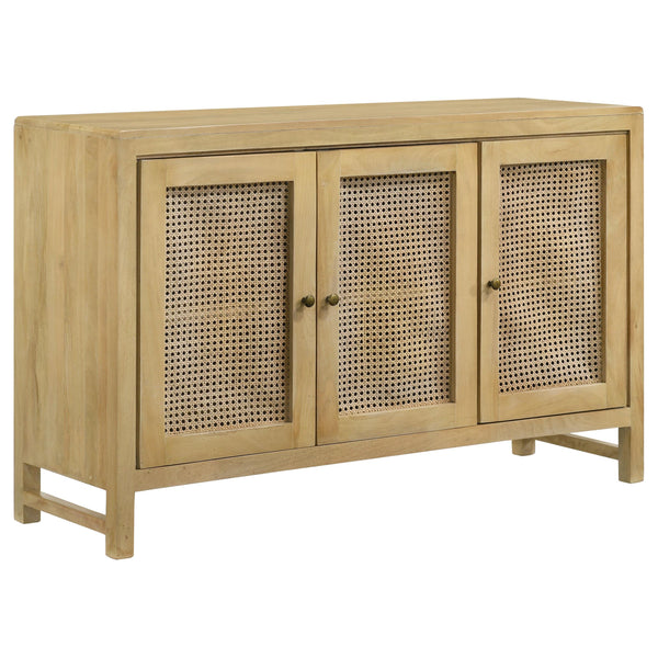  Coaster Furniture Zamora 953556 3-door Wood Accent Cabinet with Woven Cane - Natural IMAGE 1