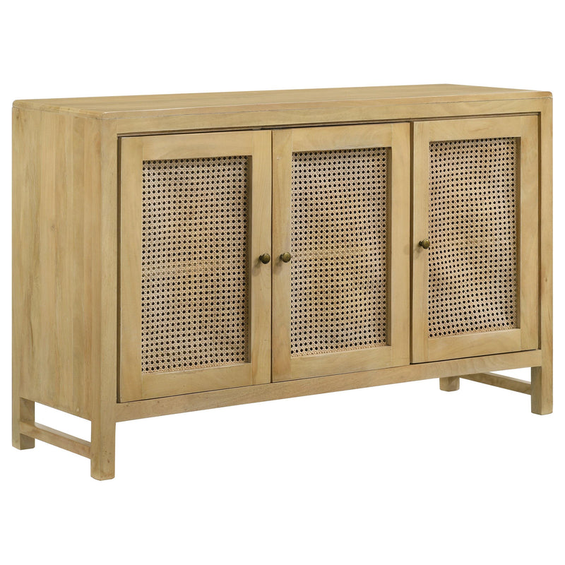  Coaster Furniture Zamora 953556 3-door Wood Accent Cabinet with Woven Cane - Natural IMAGE 1