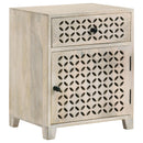  Coaster Furniture August 953569 1-Drawer Trellis Pattern Storage Cabinet - White Washed IMAGE 1
