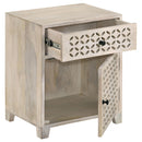  Coaster Furniture August 953569 1-Drawer Trellis Pattern Storage Cabinet - White Washed IMAGE 2