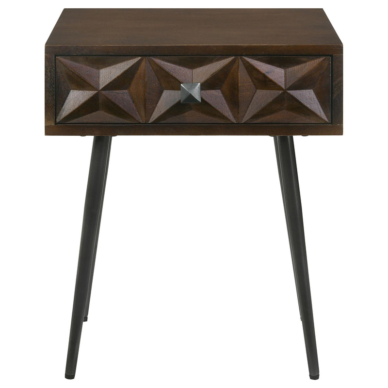  Coaster Furniture Ezra 959539 1-Drawer Rectangular Accent Side Table - Coffee Brown IMAGE 3