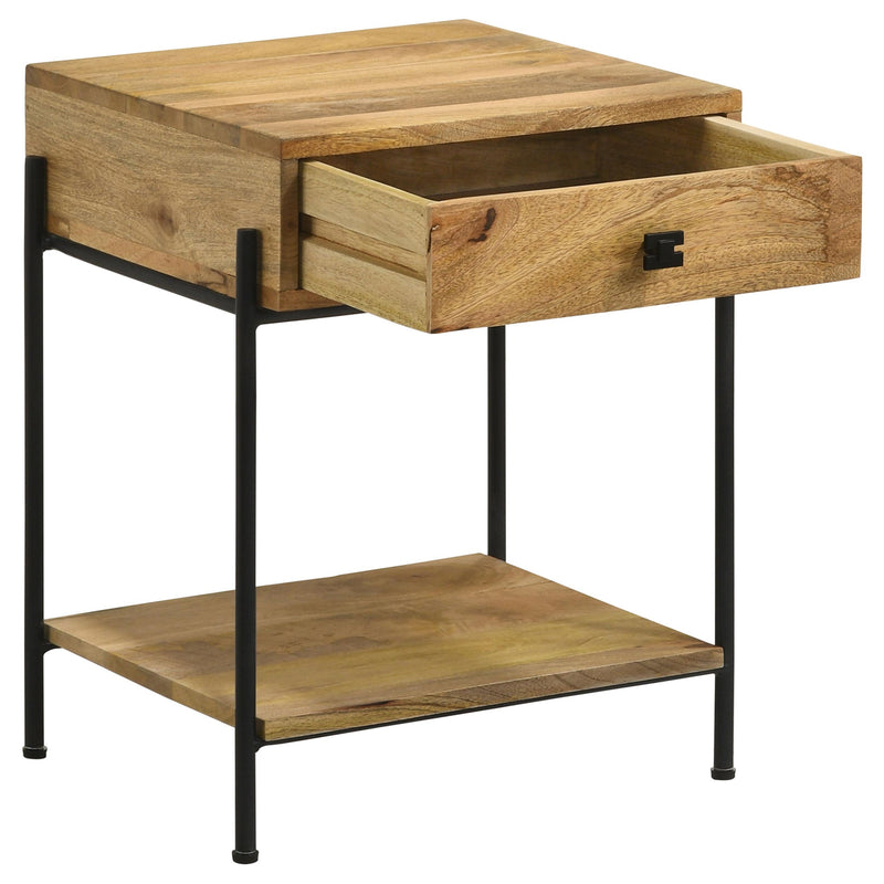  Coaster Furniture Declan 959556 1-Drawer Wood Accent Side Table - Natural Mango IMAGE 2