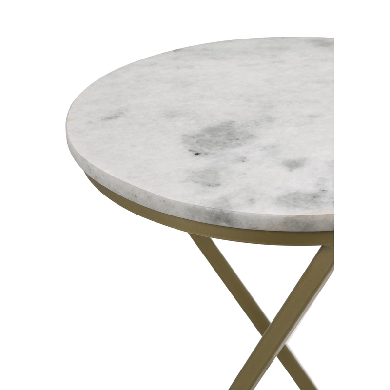  Coaster Furniture Malthe 959562 Round Accent Table with Marble Top - White/Antique Gold IMAGE 5