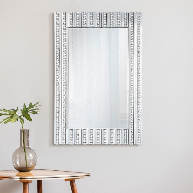  Coaster Furniture Aideen 961614 32 x 47 Inch Acrylic Crystal Wall Mirror - Silver IMAGE 2
