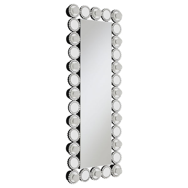  Coaster Furniture Aghes 961623 24 x 62 Inch Wall Mirror with Lighting - Silver IMAGE 1