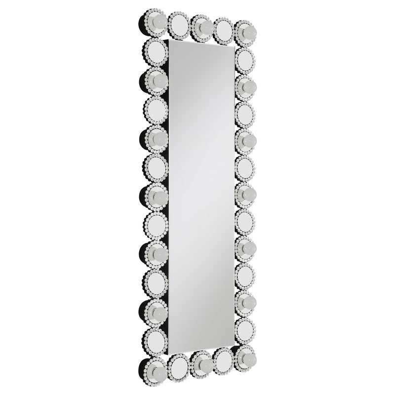  Coaster Furniture Aghes 961623 24 x 62 Inch Wall Mirror with Lighting - Silver IMAGE 1