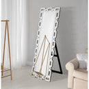  Coaster Furniture Tavin 961634 24 x 65 Inch Geometric Frame Standing Mirror - Silver IMAGE 2
