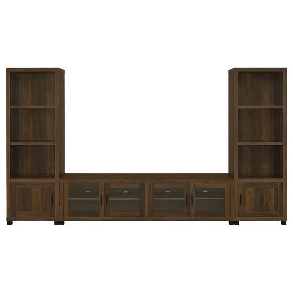  Coaster Furniture Sachin 736293-SET 3-piece Entertainment Center with 79" TV Stand - Dark Pine IMAGE 1
