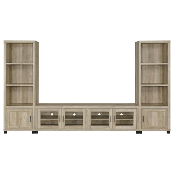  Coaster Furniture Sachin 736283-SET 3-piece Entertainment Center with 79" TV Stand - Antique Pine IMAGE 1