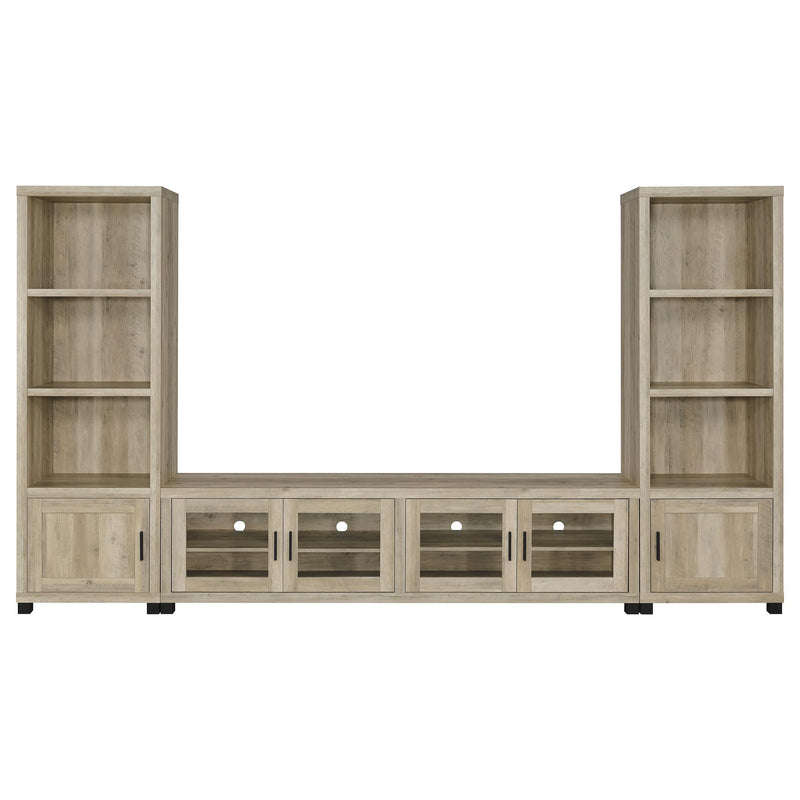  Coaster Furniture Sachin 736283-SET 3-piece Entertainment Center with 79" TV Stand - Antique Pine IMAGE 1