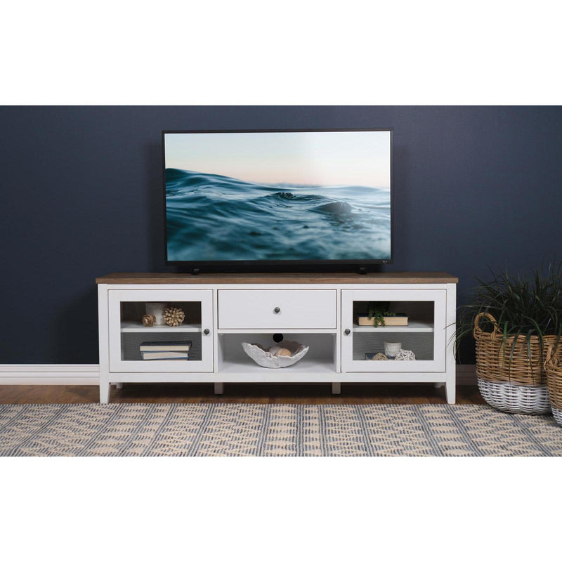  Coaster Furniture Hollis 708253 2-door Wood 67" TV Stand with Drawer - Brown and White IMAGE 2
