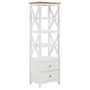  Coaster Furniture Hollis 708254 4-shelf Wood Media Tower with Drawers - Brown and White IMAGE 1