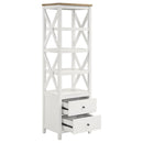  Coaster Furniture Hollis 708254 4-shelf Wood Media Tower with Drawers - Brown and White IMAGE 3
