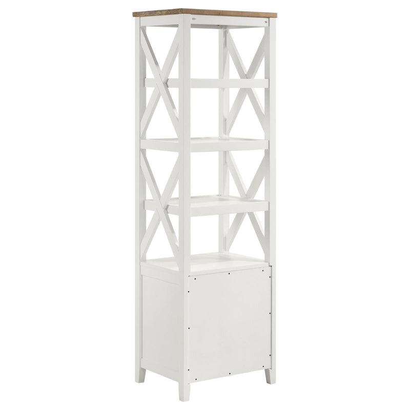  Coaster Furniture Hollis 708254 4-shelf Wood Media Tower with Drawers - Brown and White IMAGE 6