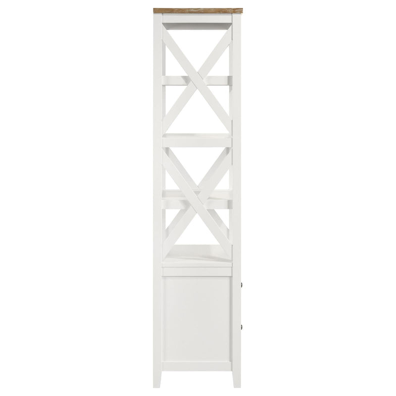  Coaster Furniture Hollis 708254 4-shelf Wood Media Tower with Drawers - Brown and White IMAGE 8