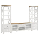  Coaster Furniture Angela 708253-SET 3-piece Entertainment Center with 67" TV Stand - Brown/White IMAGE 1
