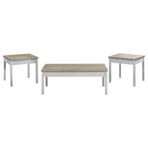  Coaster Furniture Stacie 709950 3-piece Coffee Table Set - Distressed Pine and White IMAGE 1