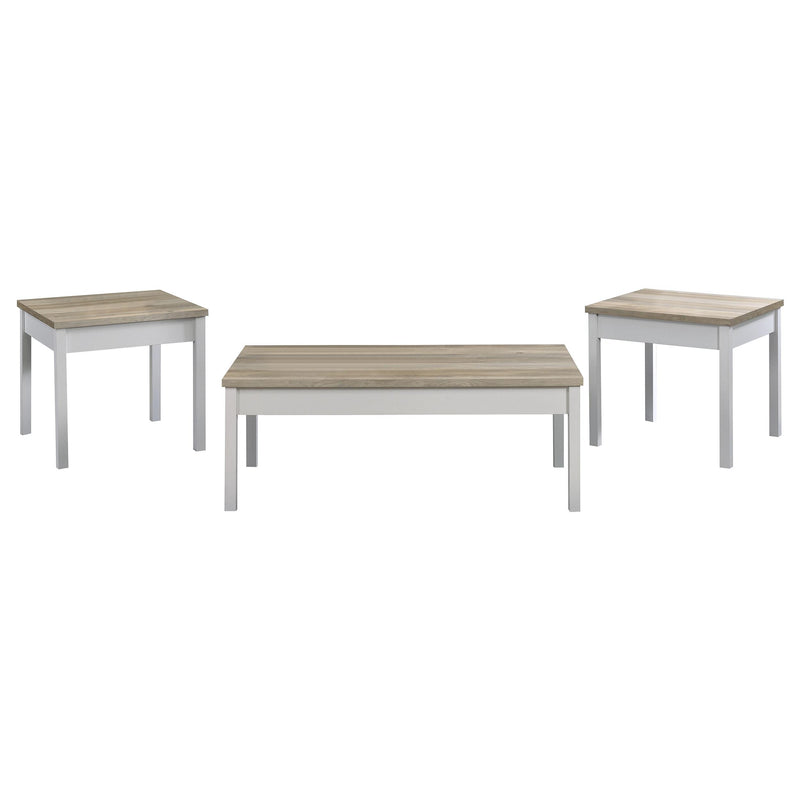  Coaster Furniture Stacie 709950 3-piece Coffee Table Set - Distressed Pine and White IMAGE 1