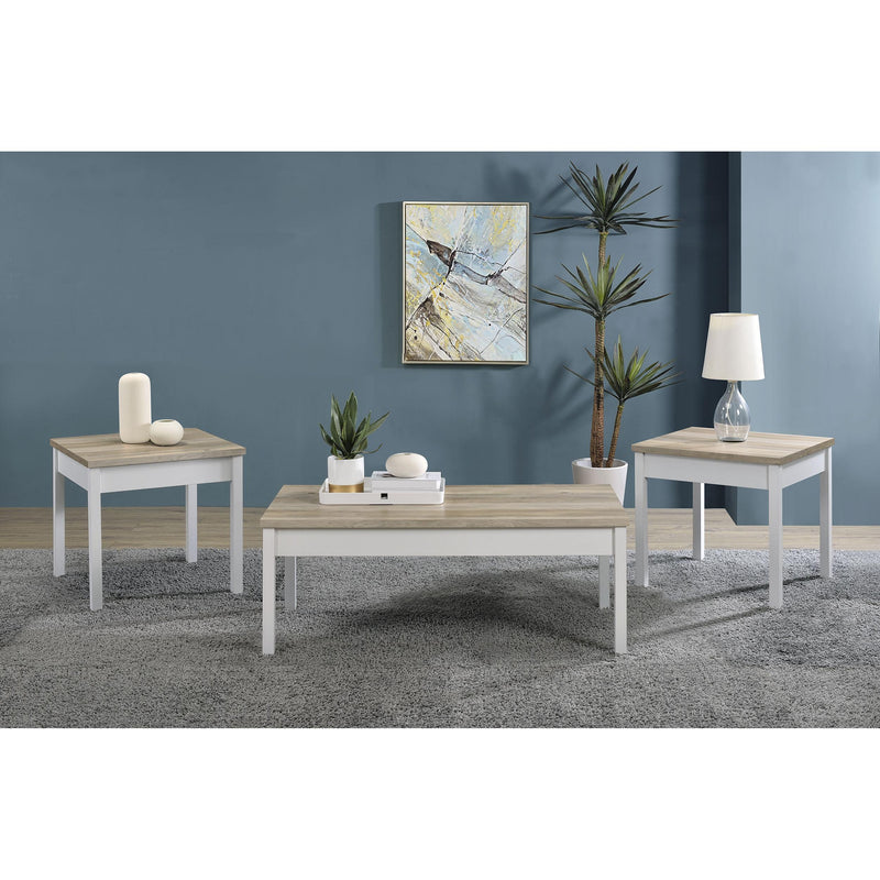  Coaster Furniture Stacie 709950 3-piece Coffee Table Set - Distressed Pine and White IMAGE 2