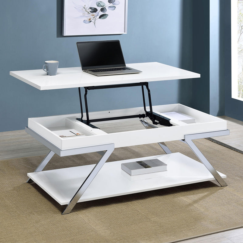 Coaster Furniture Marcia 2 pc Occasional Table Set - White High Gloss/Chrome IMAGE 4
