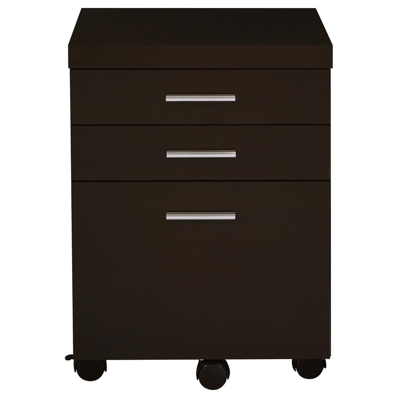  Coaster Furniture Skylar 800891-S4 2-Piece Home Office Set L-Shape Desk With File Cabinet - Cappuccino IMAGE 9