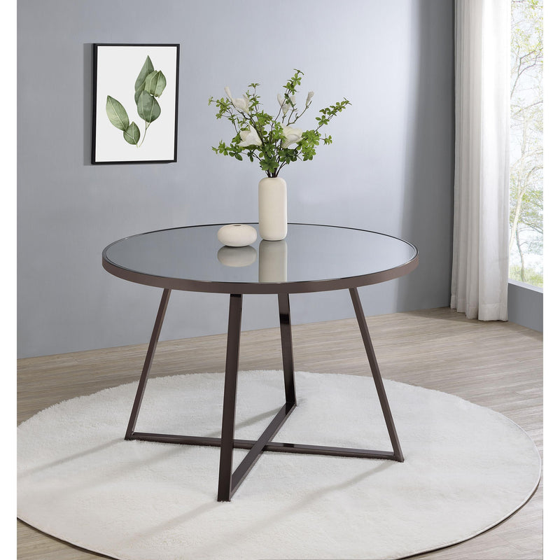  Coaster Furniture Jillian 120630 Round 45-inch Mirror Top Dining Table - Black Nickel IMAGE 3