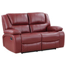  Coaster Furniture Camila 610242 Upholstered Motion Reclining Loveseat - Red IMAGE 1