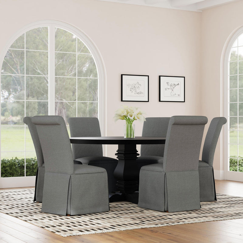  Coaster Furniture Shawna 100749 Upholstered Skirted Side Chair - Light Grey IMAGE 12