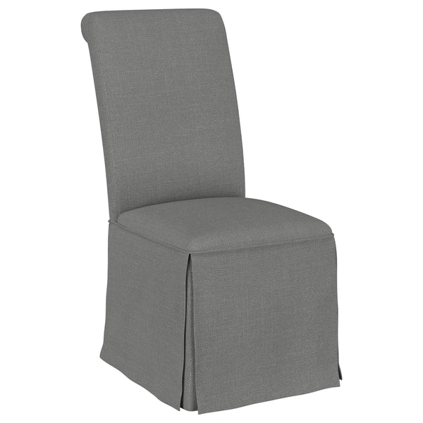  Coaster Furniture Shawna 100749 Upholstered Skirted Side Chair - Light Grey IMAGE 1