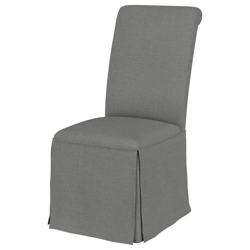  Coaster Furniture Shawna 100749 Upholstered Skirted Side Chair - Light Grey IMAGE 3