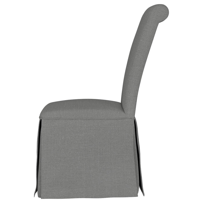  Coaster Furniture Shawna 100749 Upholstered Skirted Side Chair - Light Grey IMAGE 4