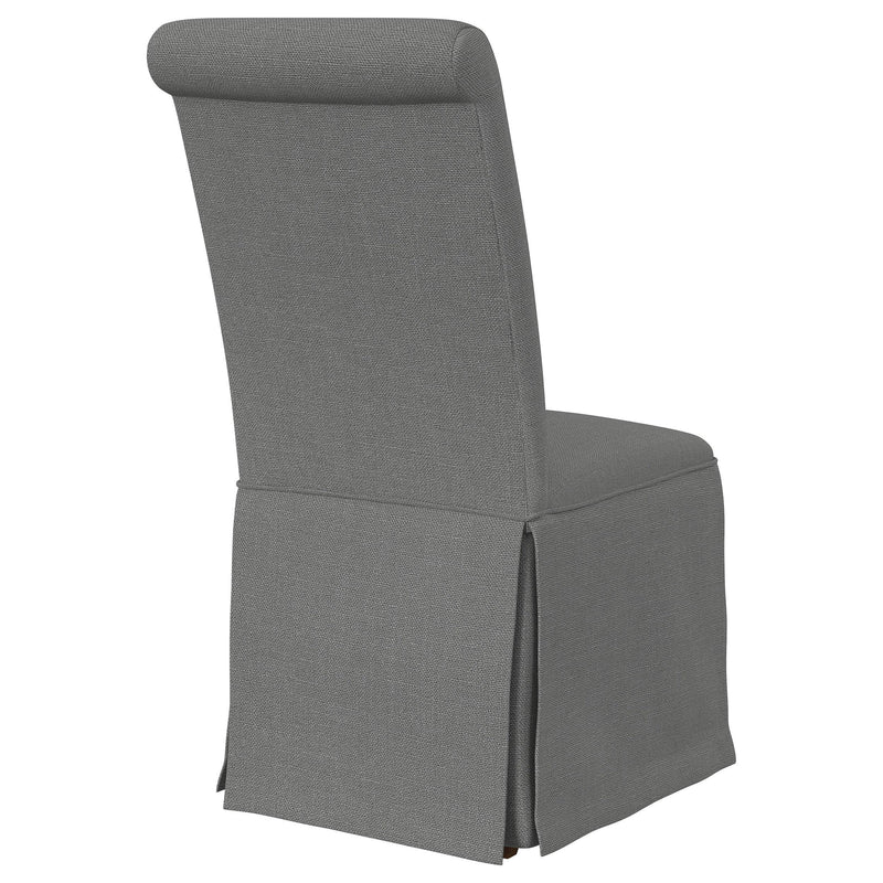  Coaster Furniture Shawna 100749 Upholstered Skirted Side Chair - Light Grey IMAGE 7