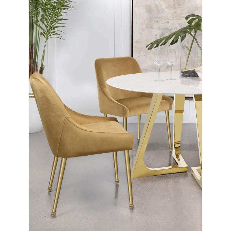  Coaster Furniture Mayette 107582 Upholstered Dining Side Chair - Cognac IMAGE 2