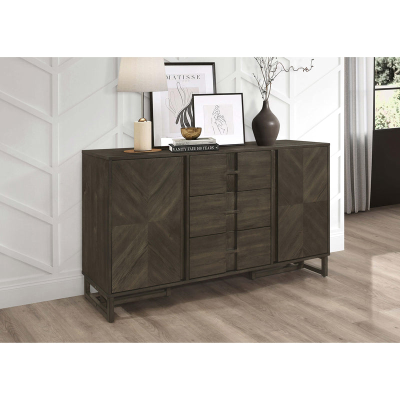  Coaster Furniture Kelly 107965 3-Drawer Storage Dining Sideboard Buffet - Dark Grey IMAGE 2
