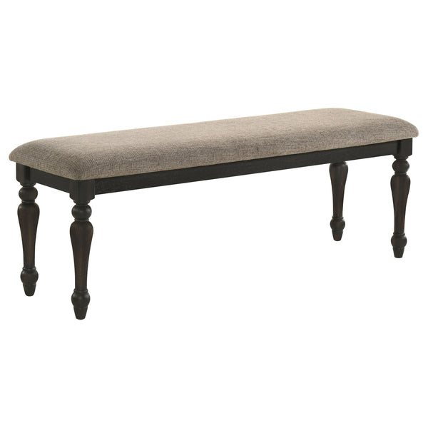  Coaster Furniture Bridget 108223 Fabric Upholstered Dining Bench - Stone and Charcoal IMAGE 1