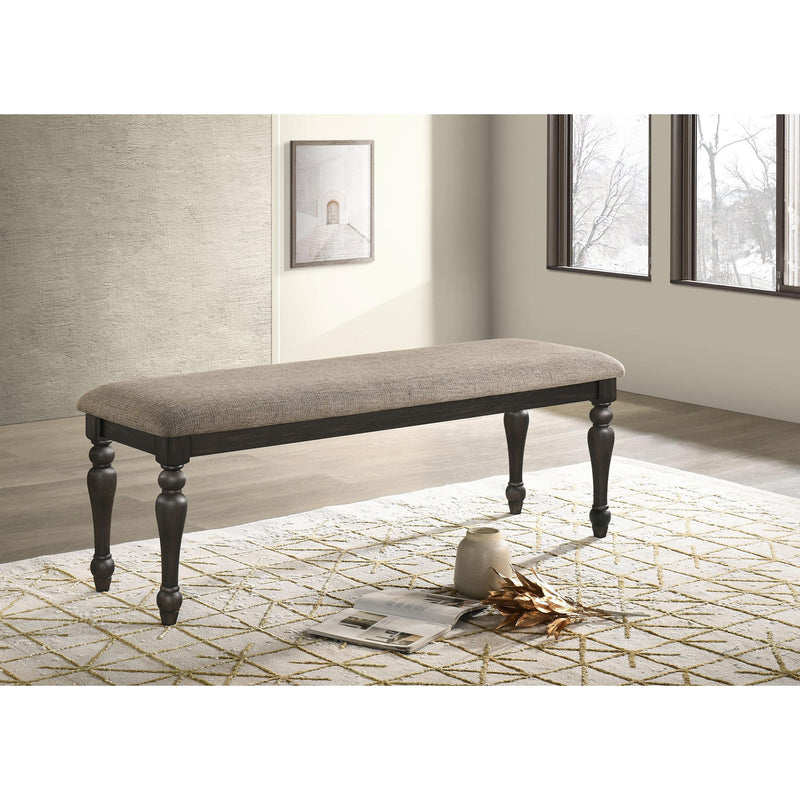  Coaster Furniture Bridget 108223 Fabric Upholstered Dining Bench - Stone and Charcoal IMAGE 2