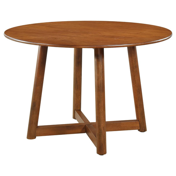  Coaster Furniture Dinah 108471 Round 47-inch Solid Wood Dining Table - Walnut IMAGE 1